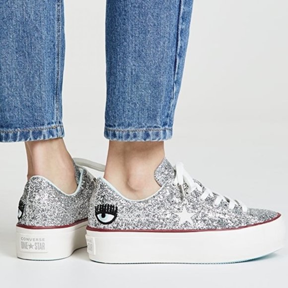 Chiara Ferragni Shoes - Chiara Ferragni x Converse Glitter Eye Platform Sneakers 8.5